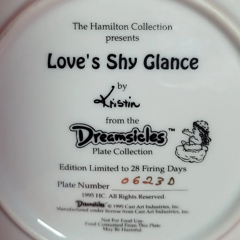 Vintage Dreamsicles Loves Shy Glance Angel Cherub Collectible Plate 1994 COA